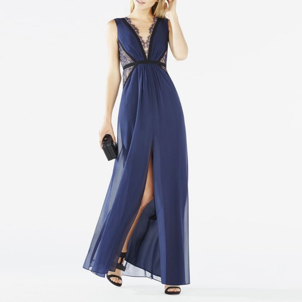 BCBG MaxAzria Klarissa Lace Blocked Gown